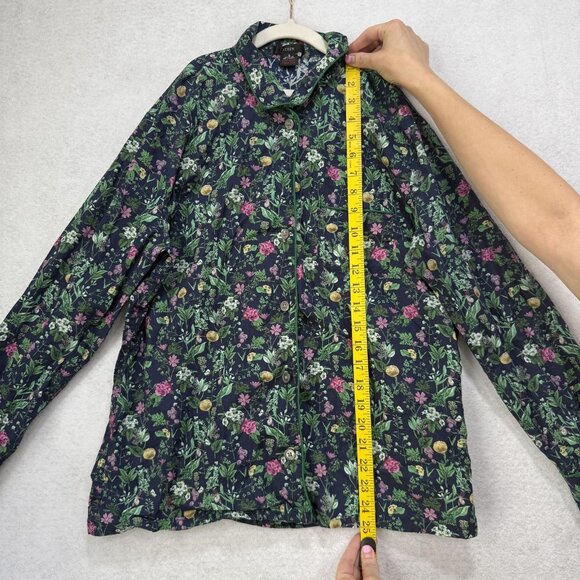 J Crew Shirt Womens Small Blue Floral Button Up Long Sleeve Pajama Top Garden - Picture 5 of 8